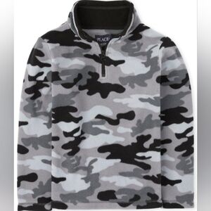 3/$20🌟 Place Boys Gray Camo Glacier Fleece Half Zip Pullover Size Medium 7/8